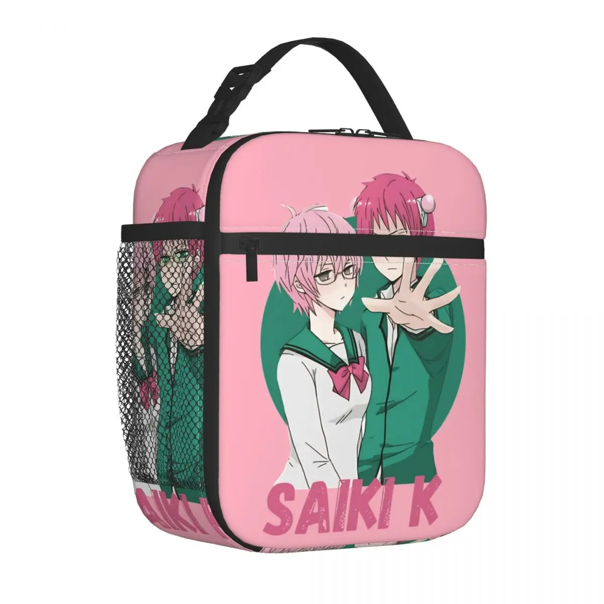 Saiki Kusuo Insulated Lunch Bags High Capacity Anime Reusable Thermal Bag Lunch Box Tote College Picnic Girl Boy