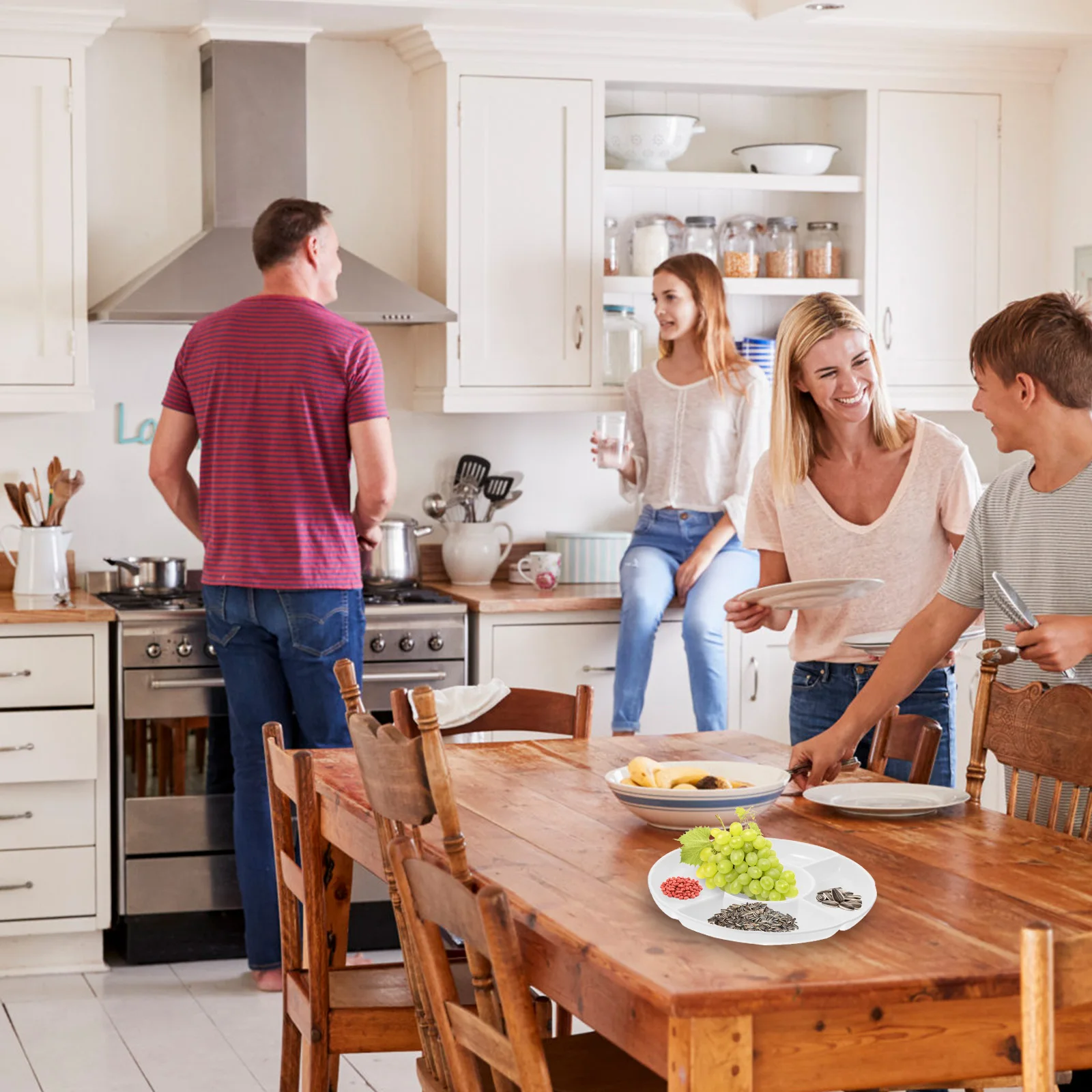 

2Pcs Fruit Tray Five-Grid Design Snack Plate Fruit Storage Dessert Serving Tray Food Container Snack Serving Plate