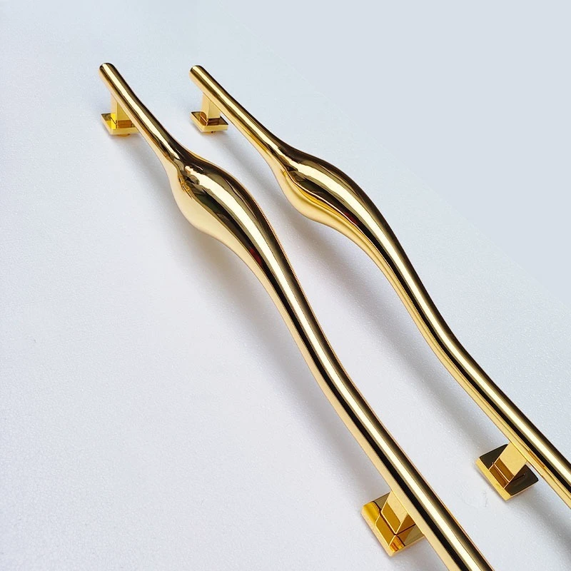 Luxury glass door handle stainless steel streamer gold furniture modern kitchen cabinet hardware hotel main door handle