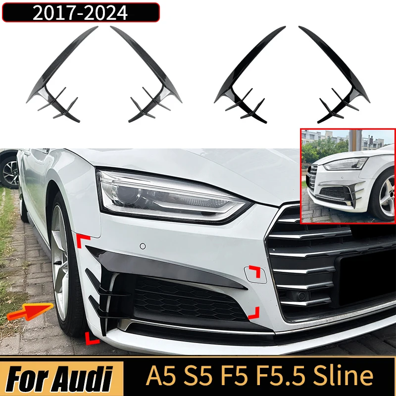 

Front Wind Blade Grille for Audi A5 S5 F5 F5.5 Sline 2017-2020 2021-2024 Car Bumper Lip Spoiler Vents Sticker Decoration Modify