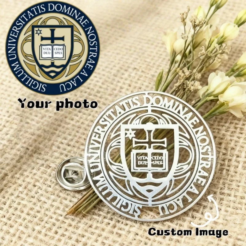 Custom Company logo Image Brooch Personalized Stainless Steel Brand Logo Pins For Wedding Birthday Badges Jewelry