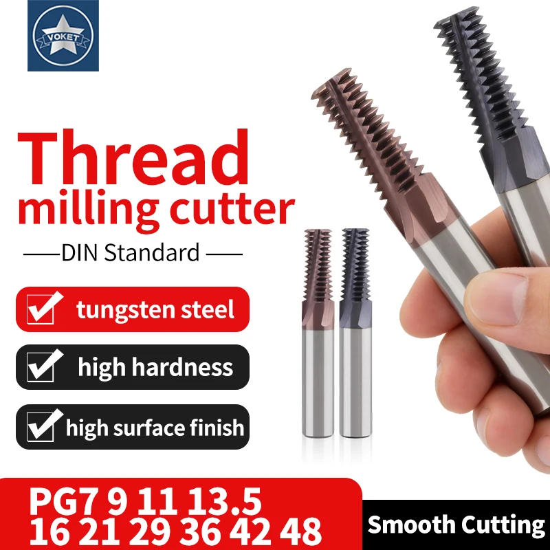

VOKET TAP Full Thread Milling cutter DIN Standard PG 80° Carbide Tungsten Steel PG7 9 11 13.5 16 21 29 36 42 48 mills cut