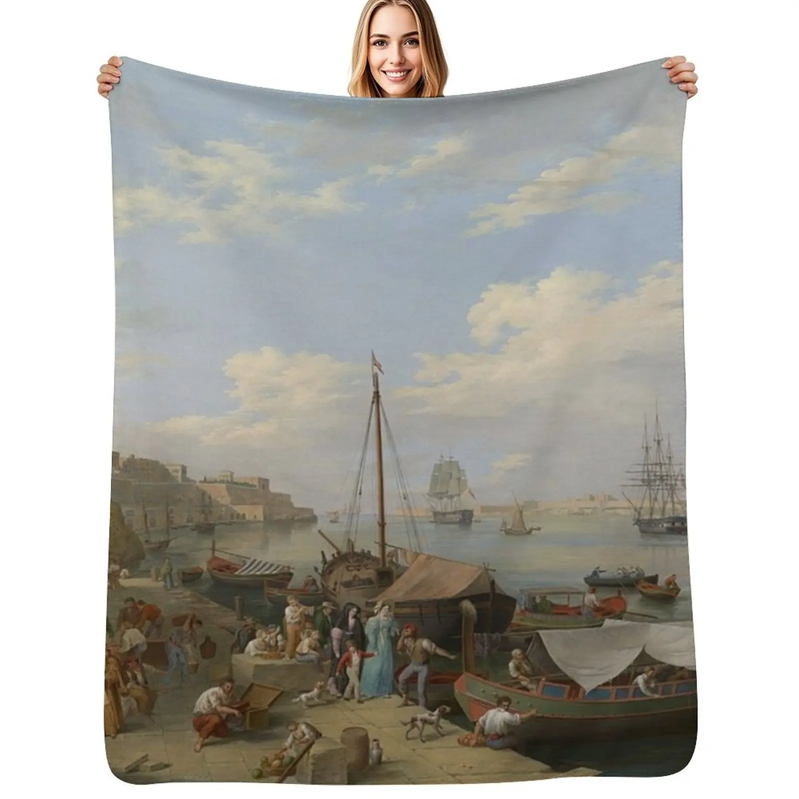 

Malta Harbour - Anton Schranz Throw Blanket Stain Resistant Cozy Warm Blanket