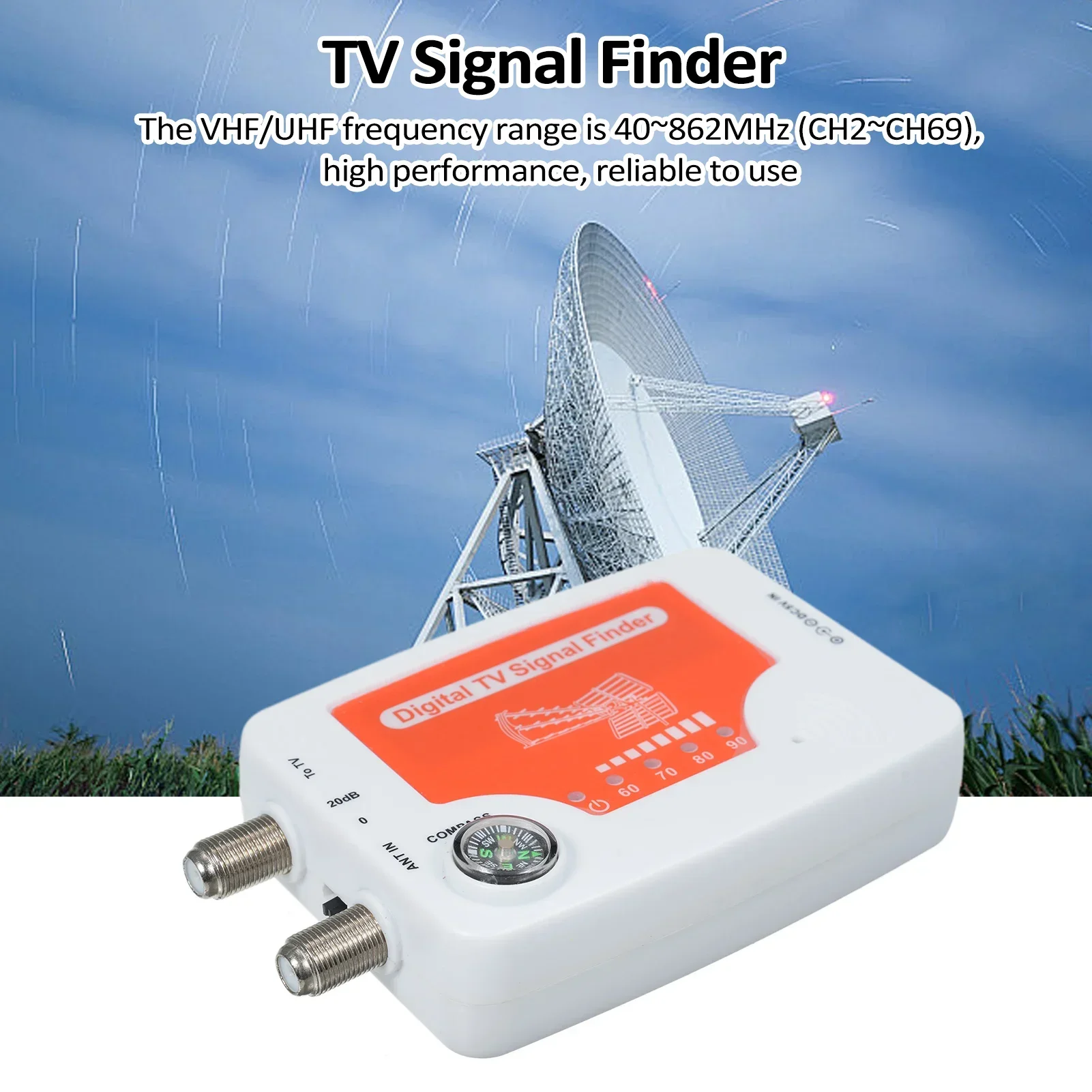 Digital TV Signal Finder Digital Aerial Terrestrial TV Antenna Signal Strength Meter Detector Signal Strength Meter with Compass