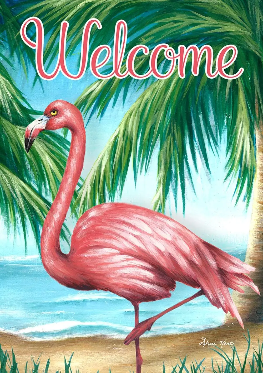 

Toland Home Garden 1112426 Hello Flamingo флаг с птицами 12x18 дюймов, двустороннее украшение для дома и двора