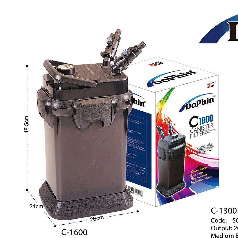 Aquarium fish tank external filter C1600 C1300 plastic material filter equipment full set, with plug converter