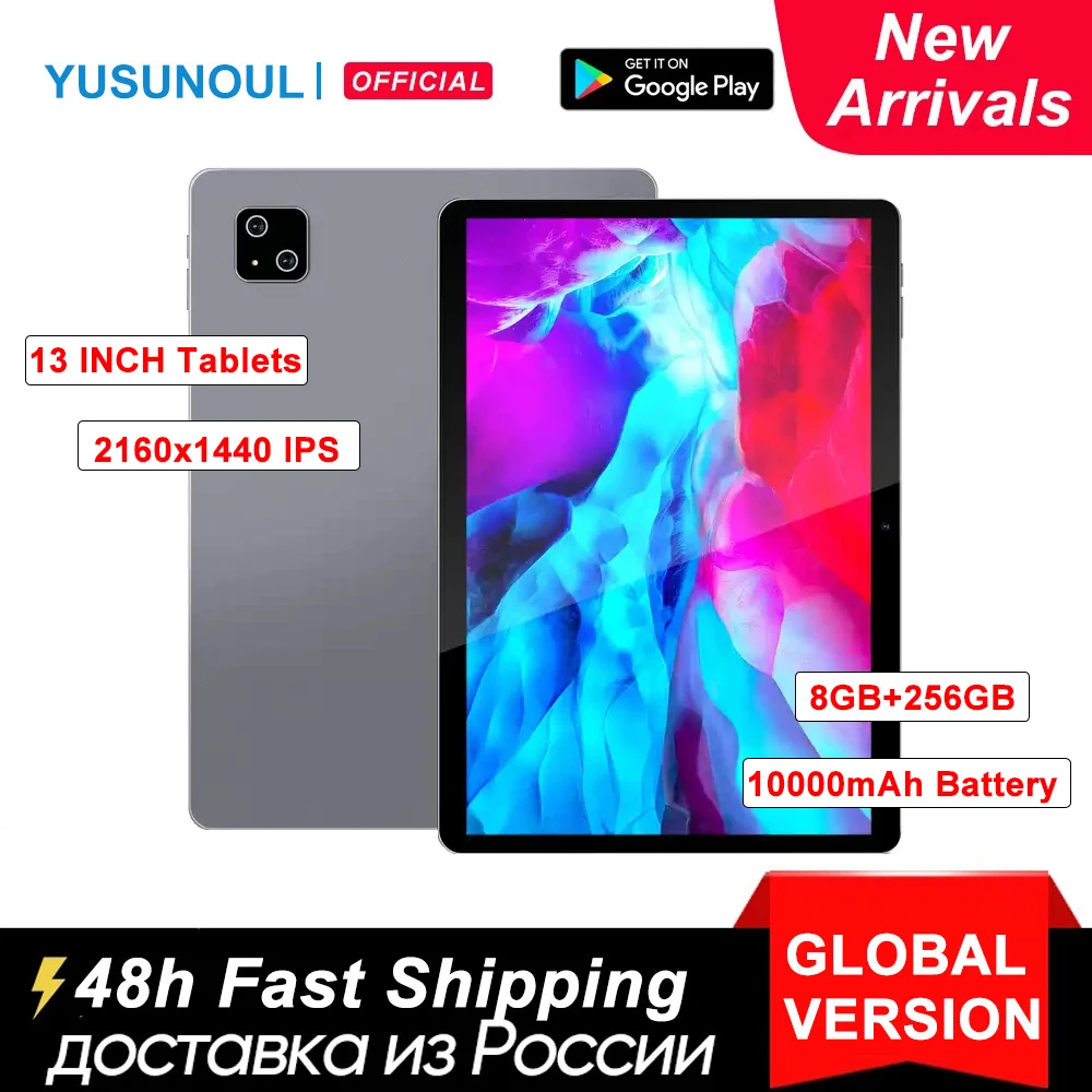 Versione globale Super 13 pollici grande schermo Android 12.0 Tablet 2160x1440 2k Display 10000 mAh batteria Bluetooth 5G Wifi pad GPS