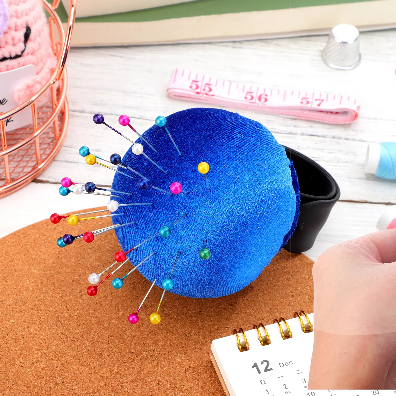 

Wearable Wrist Pin Cushion Slap Bracelet Style for Sewing Embroidery Needle Storage Quick Access Portable Craft DIY Needlework