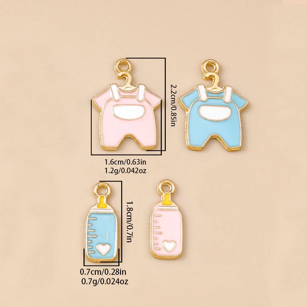 Leslie 10 Stück süße Babykleidung, Fütterungsflaschen, Füße, Socken, Lätzchen, Charms, Anhänger für DIY-Armband, Halskette, Schmuckherstellung, Zubehör – Detail 13