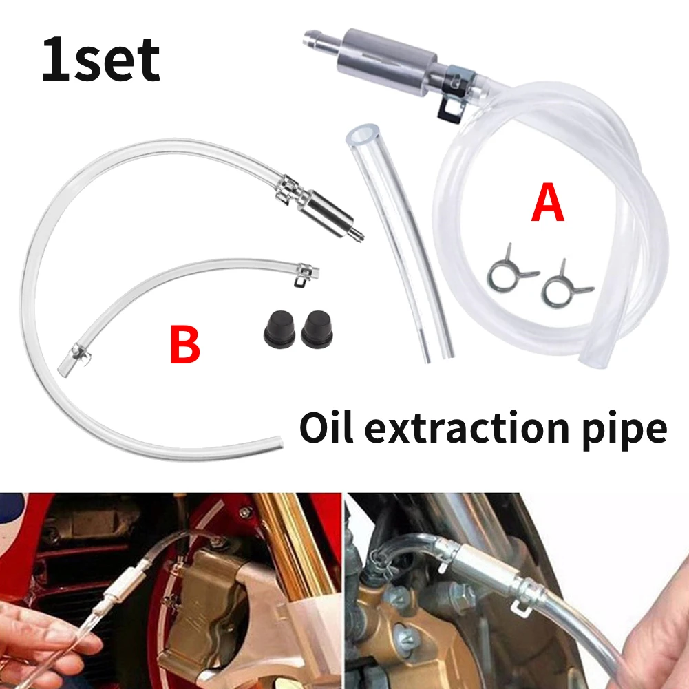 Oil Extraction Pipe Rubber Brake Bleeder Hose Kit Stainless Steel One-Way Check Valves Quick-Connect Brake Bleeder Hose Replace