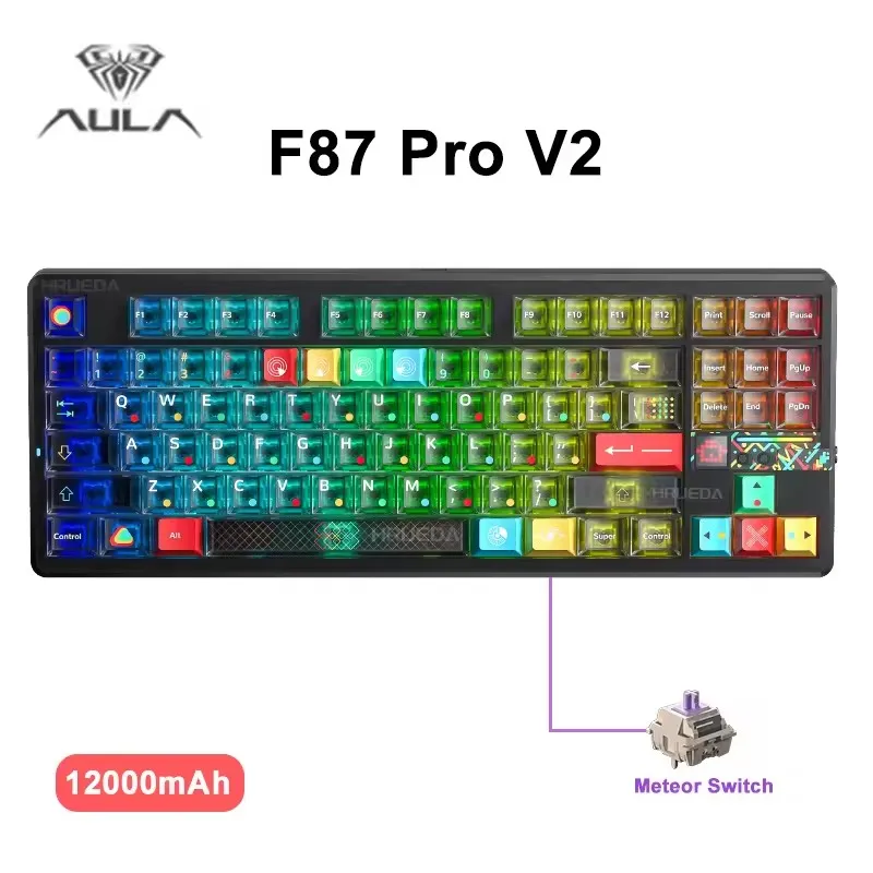 Aula F87 PRO V2 Wireless Gaming Keyboard 10000mAh, 8K Polling SOCD/MT/TGL Tri-Mode, Hot-Swap TKL Creamy Gasket RGB Backlit