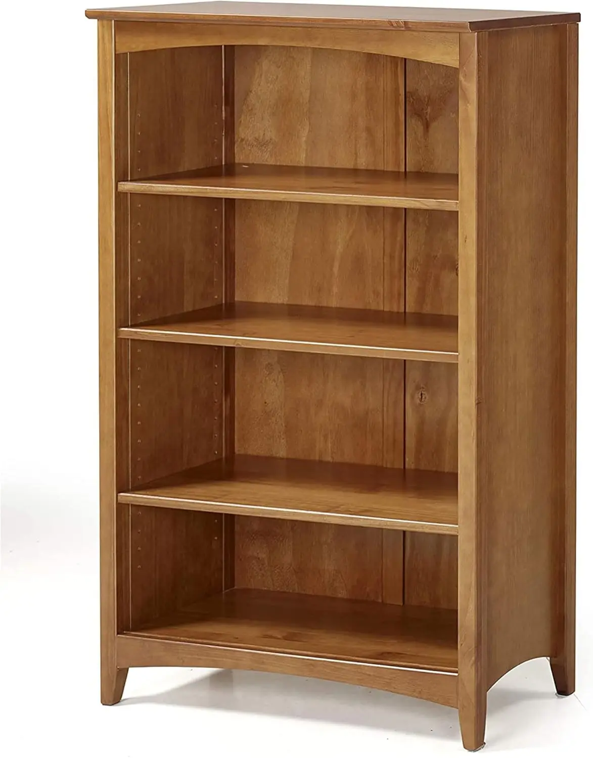 Estantería estilo coctelera para sala de estar, 4 estantes, madera maciza, 48 pulgadas de alto, ajustable, parte trasera cerrada, estantería de exhibición