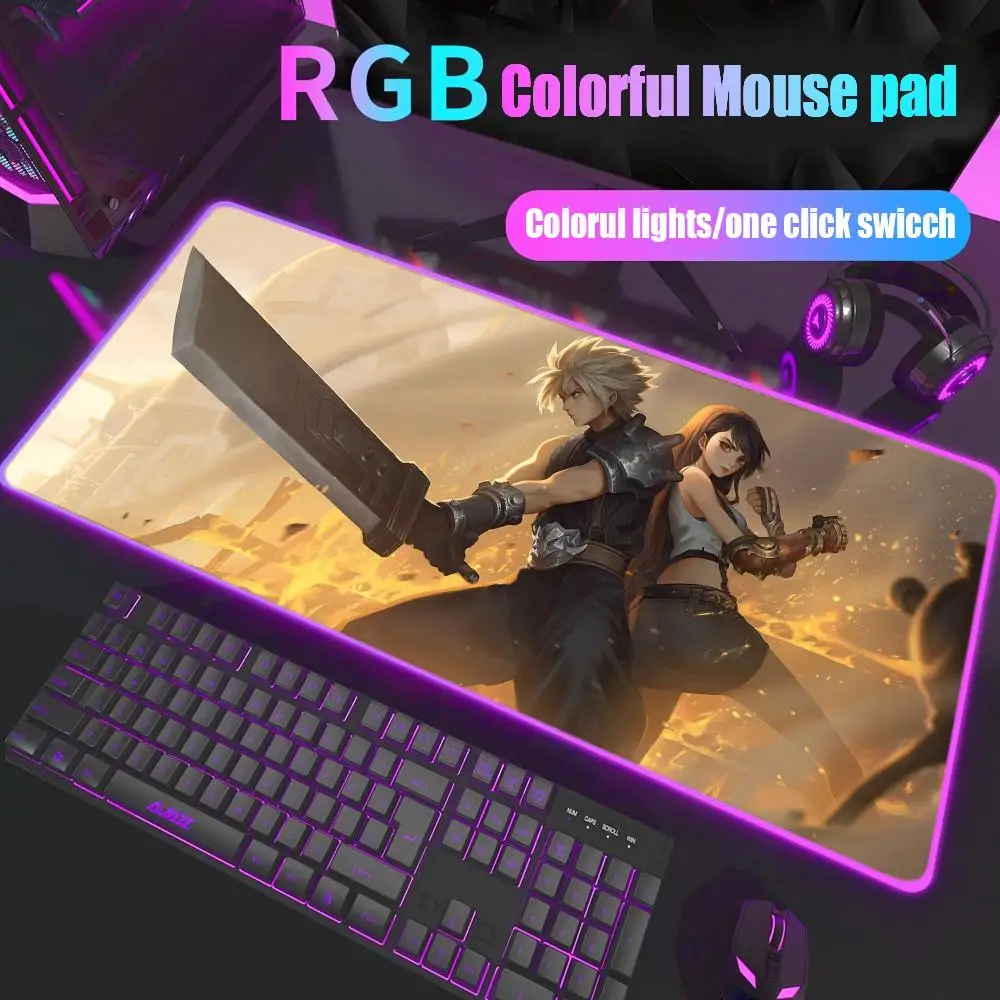 

Final Fantasy Mouse Pad Gamer Rgb Desk Mat Back Light Led Mousepad Setup Gaming Accessories Deskmat Big Mousepepad Backlight