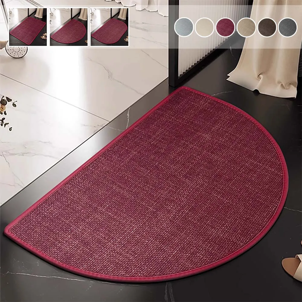 

Linen Style Thickened Bathroom Rug Solid Color Non-Slip Soft Water Absorbent Bath Mat Rectangle Round Door Mats for Home Decor