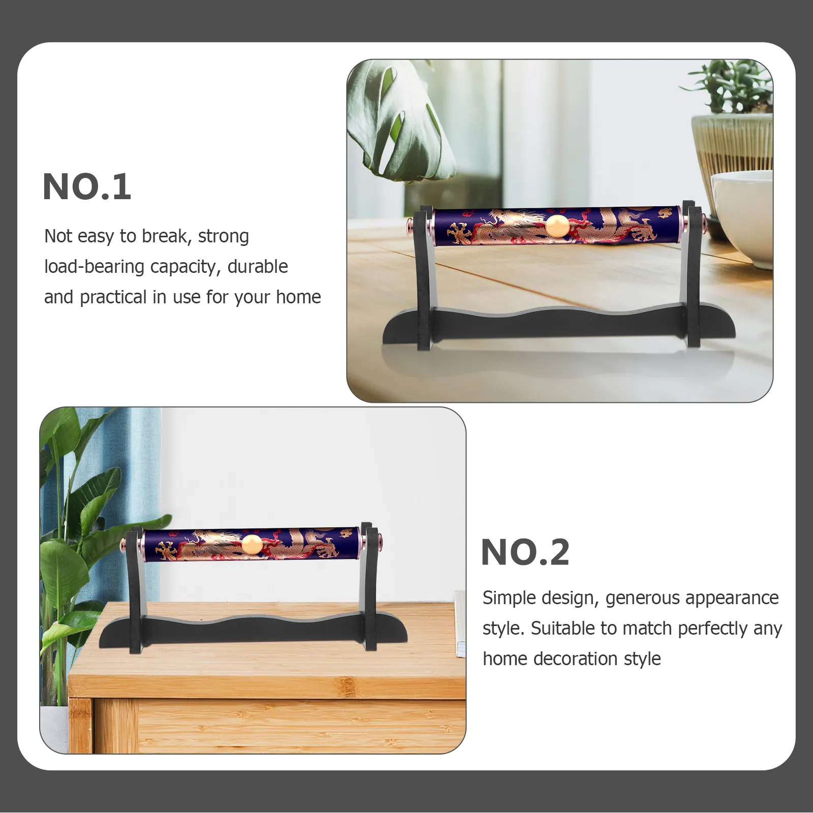 Wooden Scroll Stand for Display and Storage – Elegant Minimalist Desktop Home Decor Rack