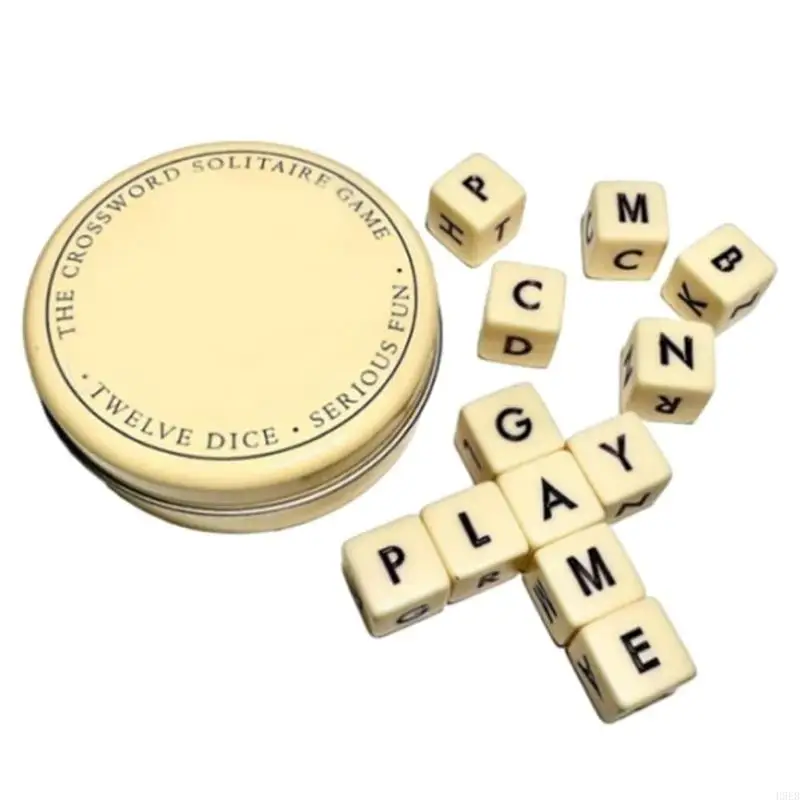 H9EB Kids Word Spelling and Vocabulary Dices Game, Crossword Puzzle Game with Wood Letter Block for Word Building Game