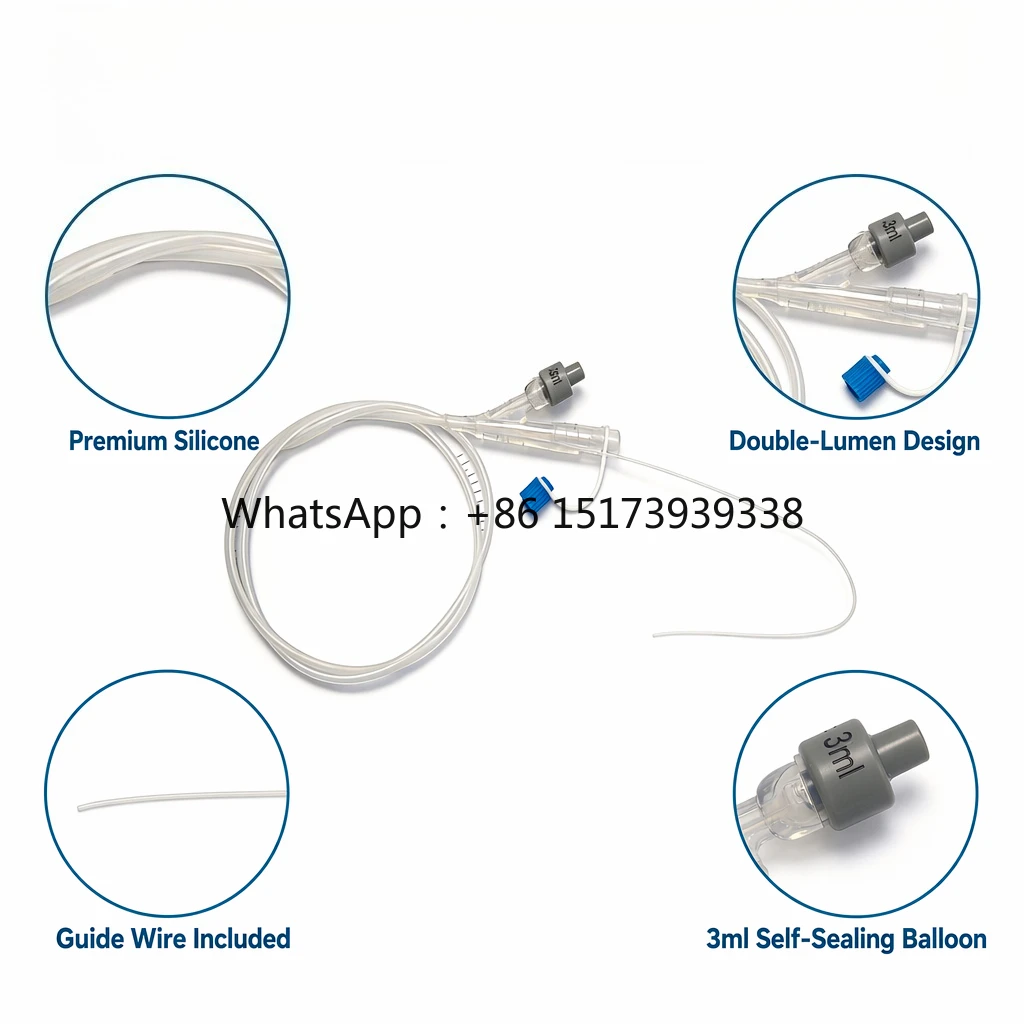 Disposable Silicone Dual Lumen Urethral Catheter for Dog Cat Rabbit Vet Hospital Use 8Fr