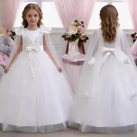 Flower girl wedding tulle dress for big kids graduation prom evening dress suitable for 4-12 year old girls birthday party dress