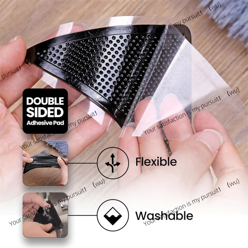 4/8pcs Triangular Carpet Anti Slip Stickers Washable Reusable Rug Gripper Anti-skid Rubber Mat  For Tile Floor Carpet Corner Pad