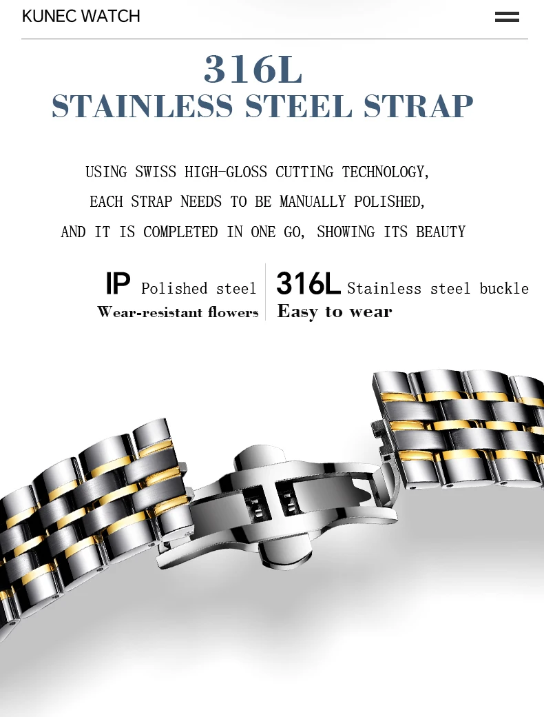 kunec Grey dial Swiss mechanical movement Ultra-thin steel case watch for man waterproof business casual automatic man watches