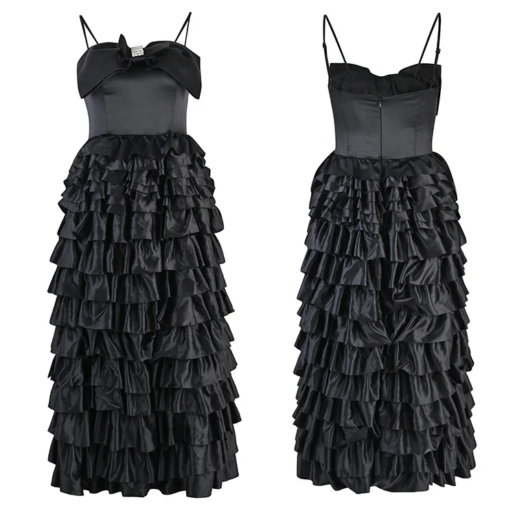 

Женское длинное платье Walson, готическое черное платье в стиле стимпанк с оборками, летнее роскошное вечернее платье для выпускного вечера