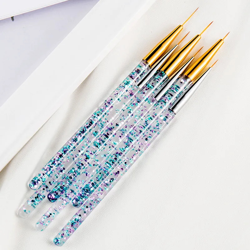 

3pcs French Flower Line Carving Stripe Pen UV Gel Brush Nail Art Liner Drawing Pen Acrylic Handle Brush Manicure Ultra-thin Line