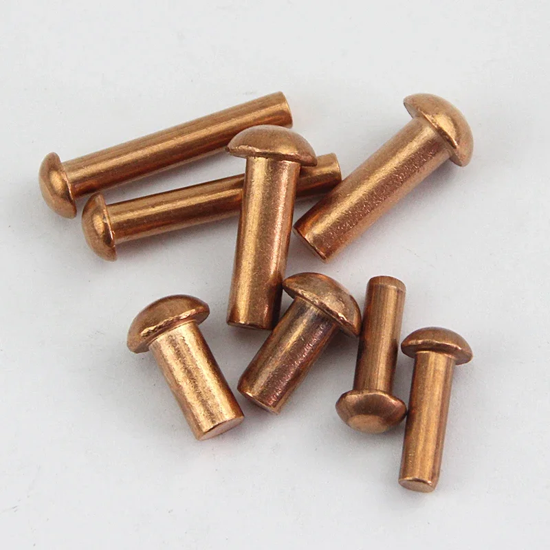 30pcs M3 copper rivets half round head soled rivets pan heads rivet knock riveting tap rivetings 3mm-20mm long