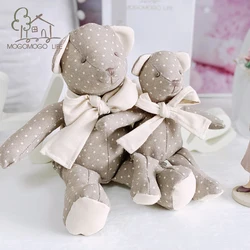 Luxury Linen Cotton Bear Mom&baby Soft Stuffed Plush Teddy Doll Nursey Room Animal Family Lovely Decorative Doll