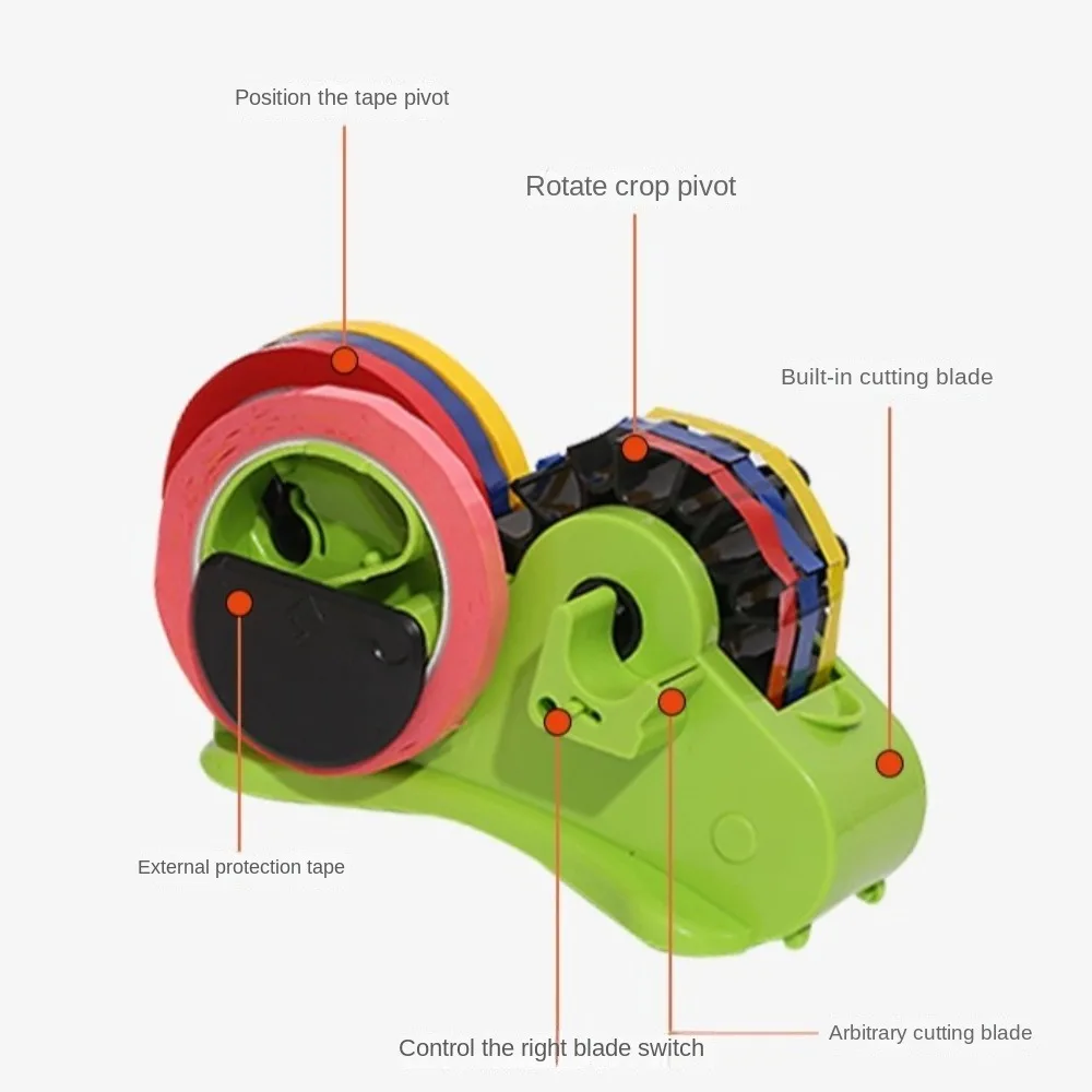 Multi-roll Cutting Semi-Automatic Tape Dispenser with Compartment Reusable Thermal Tape Dispenser Multi-function Portable