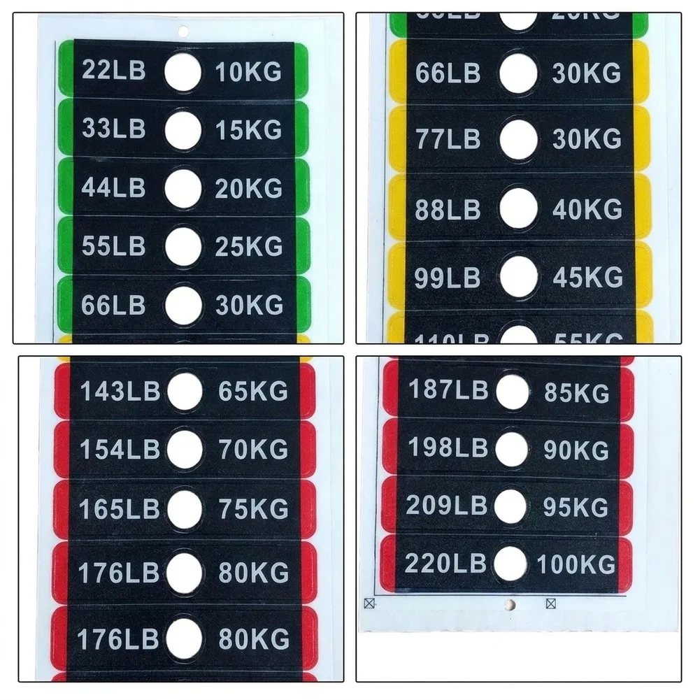 2pcs Plastic Weight Stickers for Fitness Machines 0kg to 100kg Labels 5kg Intervals Bold Legible Numbers 7x1.2cm White Yellow