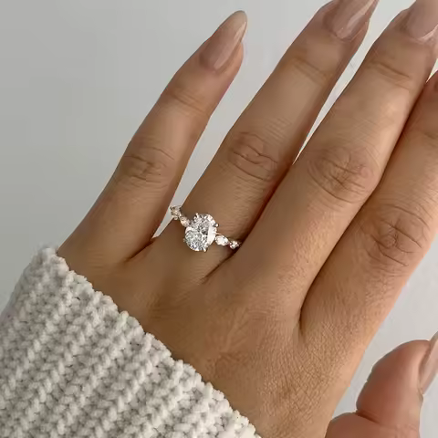 New 925 Silver Color Oval Ring Women Exquisite Fashion Metal Inlaid AAA Zircon Stones Wedding Ring Engagement Fine Jewelry