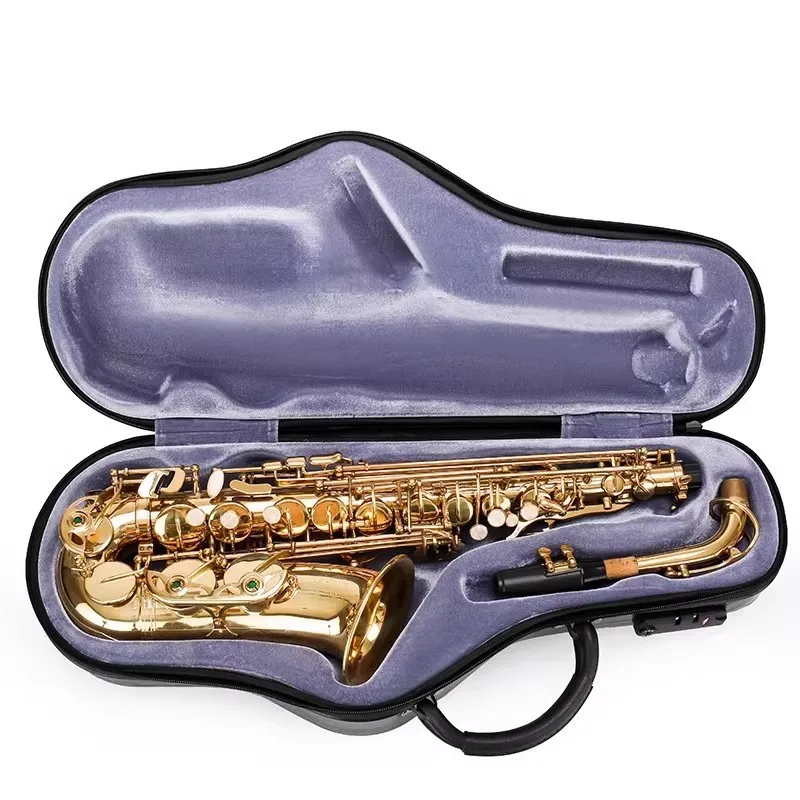 Alto Flat E Saxophone Case Lightweight Shockproof Saxophone Backpack Portable Hard Shell Bag with Anti-theft Combination Lock