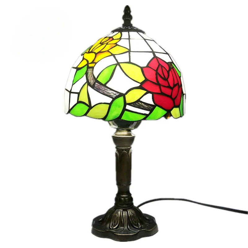 8 inch 20cm Stained Glass Shade Tiffany Vintage Desk Lamp