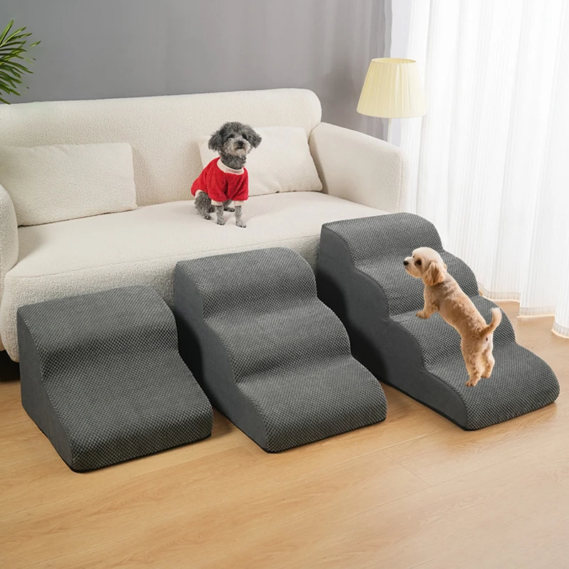 

Curved Dog Stairs Ramp for High Beds and Sofa Climbing Pet Steps Nonslip Sponge Filling for Small Dogs and Cat