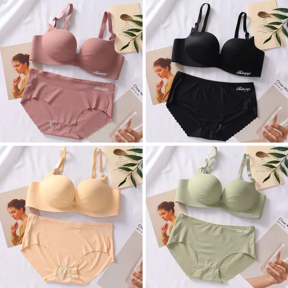 

Wire-Free Push Up Bralette & Panty Set for Women - Comfortable Cute Lingerie Intimates