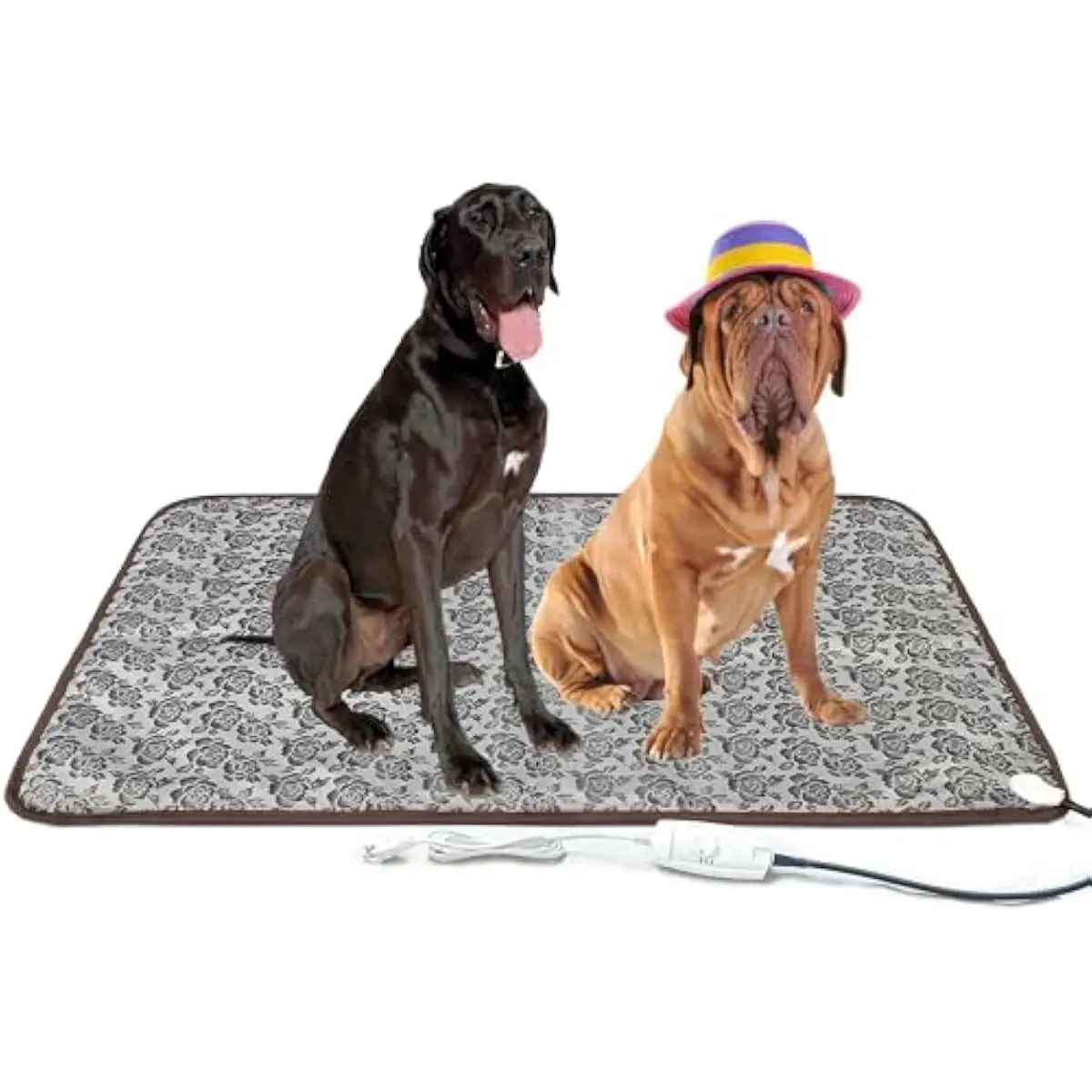 Extra Large Electric Pet Warming Mat for Dogs Cats Rabbits | 2-Mode Heat Output 60W 120W | Overheat Protection Chew Resistant Co