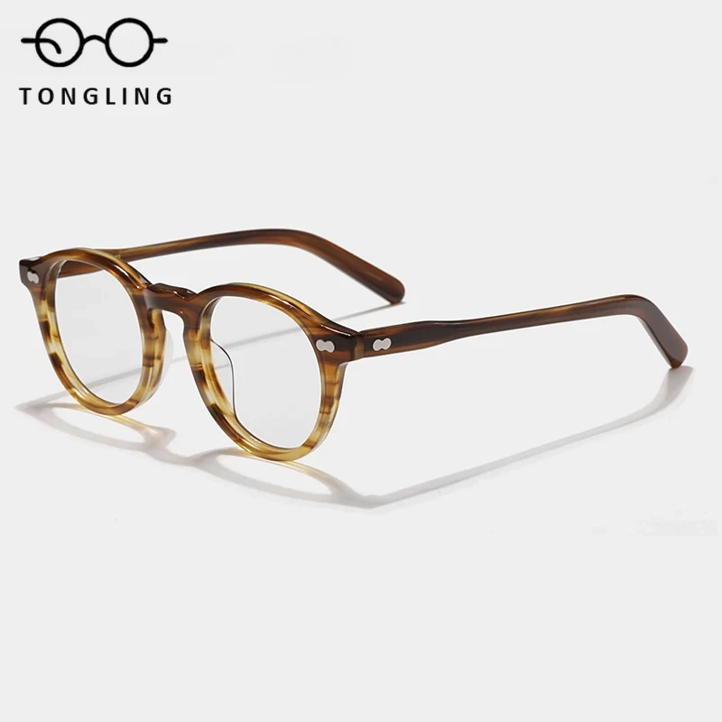 Fashion turtle shell Japan small round frame glasses frame 5166 acetate fiber can be customized prescription lens myopia glasses