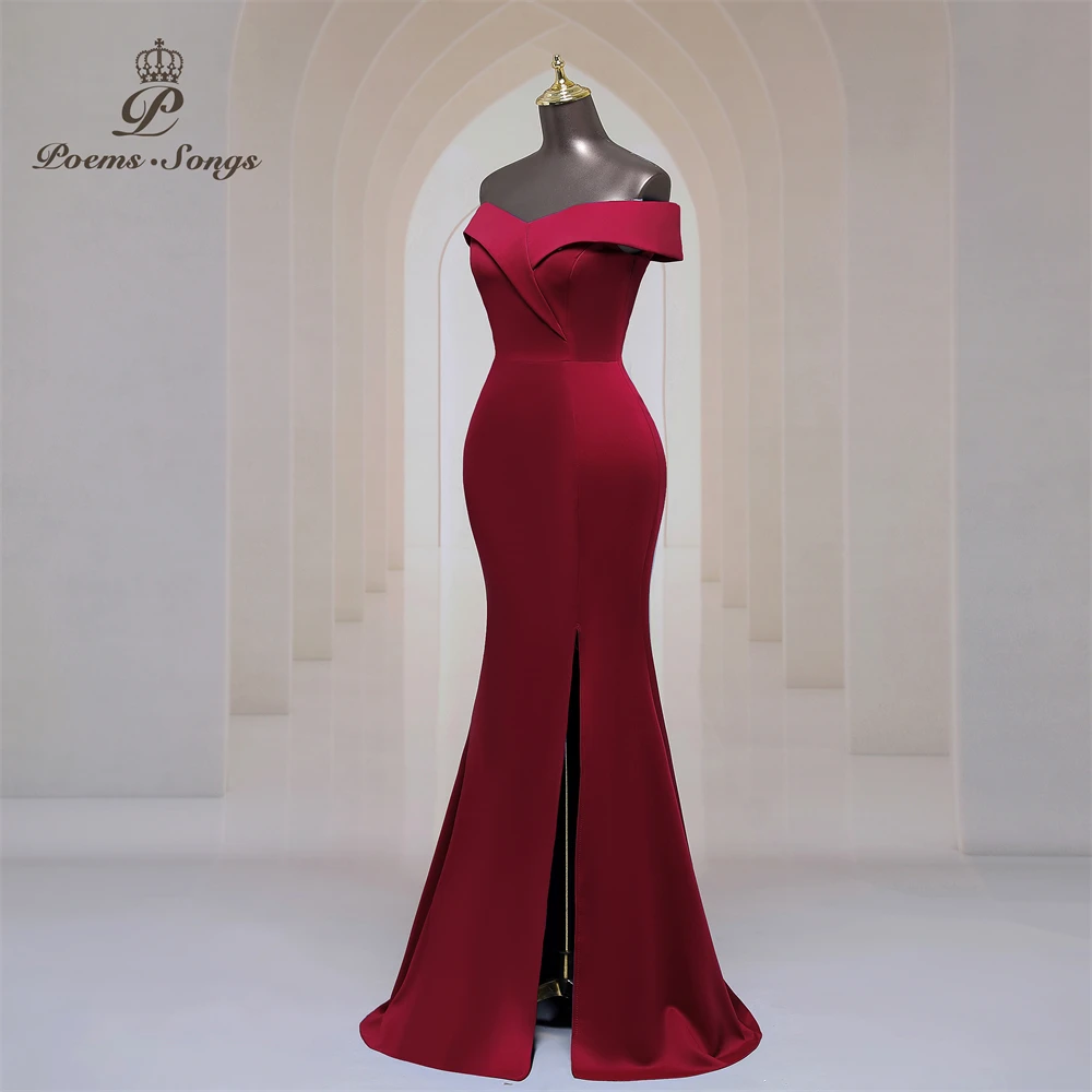 Elegant boat neck party dresses for women evening dresses side slits mermaid prom dress  formal dresses gala special events