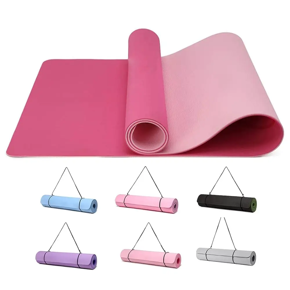 Good Nite yogamat-antislip en gestructureerd 183x61cm 6/10mm dik met draagriem TPE-materiaal