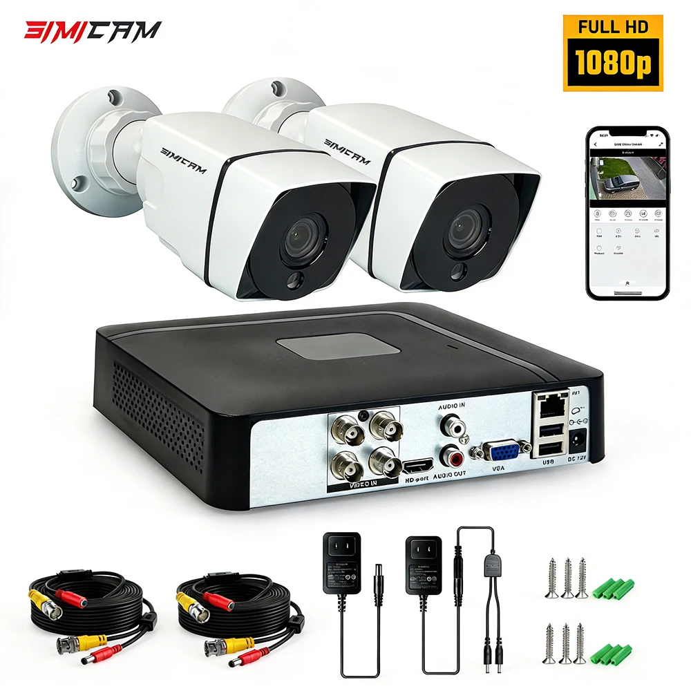 HD 1080P 720P Security Camera System Video Surveillance Set 4CH DVR 2MP/1MP 2PCS Metal CCTV Camera Waterproof Night Visio