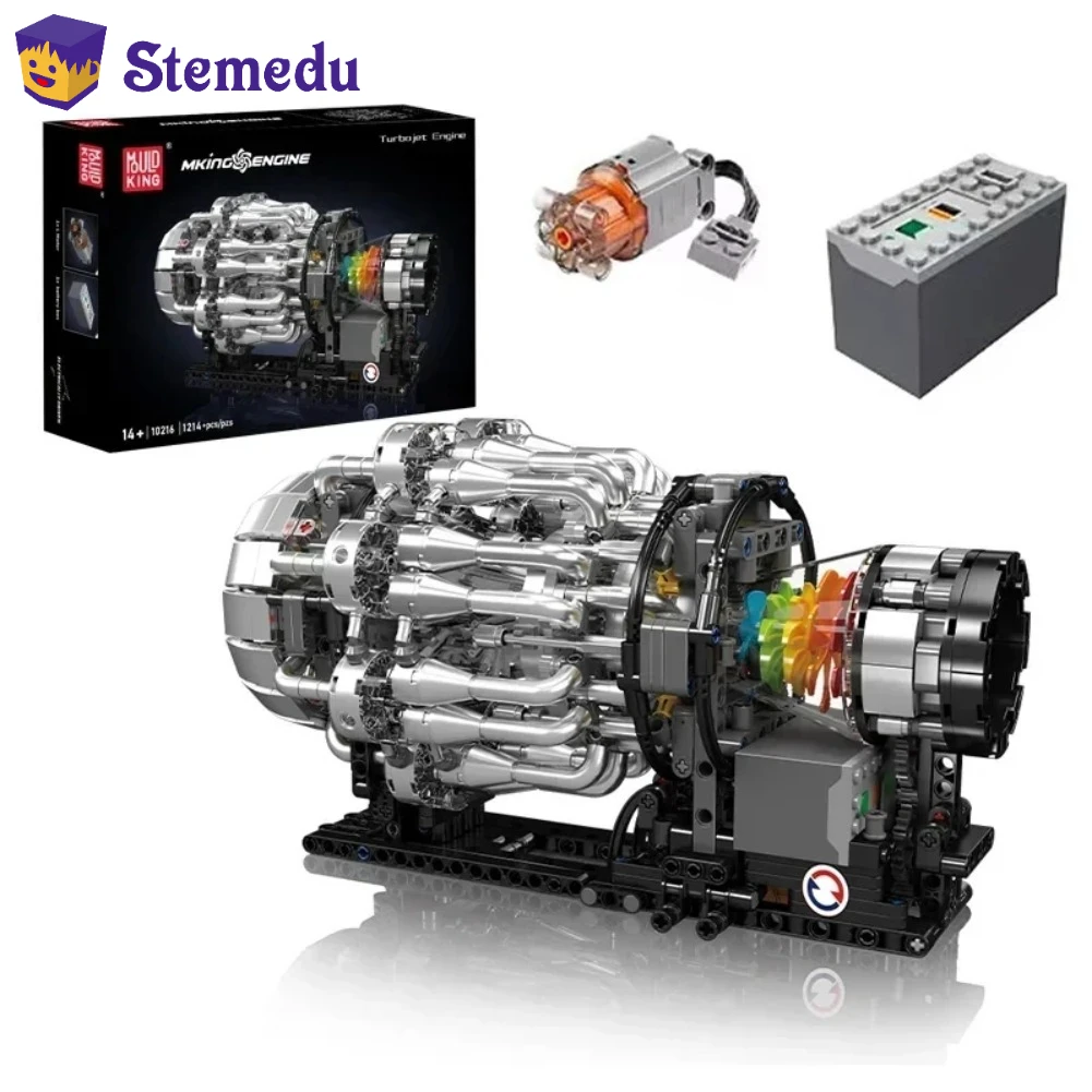 

Mould King 10216 Turbojet Engine Model Bricks - 1214PCS DIY Building Kit STEM Christmas Gift for Teens & Aviation Enthusiasts