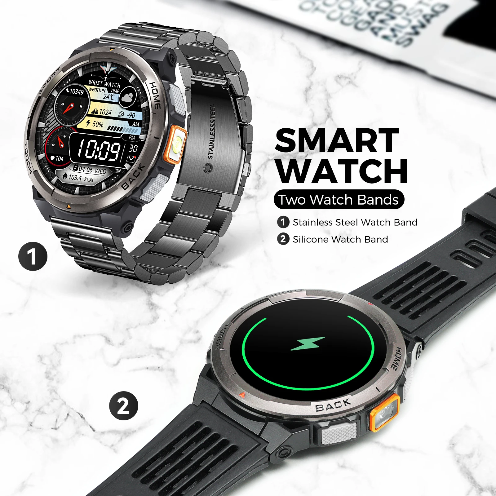 LaNikar Smart Watch New KE5 3ATM Waterproof Original Design Sports Watch With Compass And Altitude Barometer LED Flashlight Call
