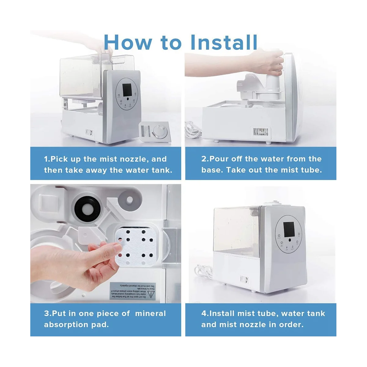 Almohadilla de absorción Mineral para humidificador LV600HH, paquete de 20 almohadillas descalzas, previene la acumulación Mineral rebelde