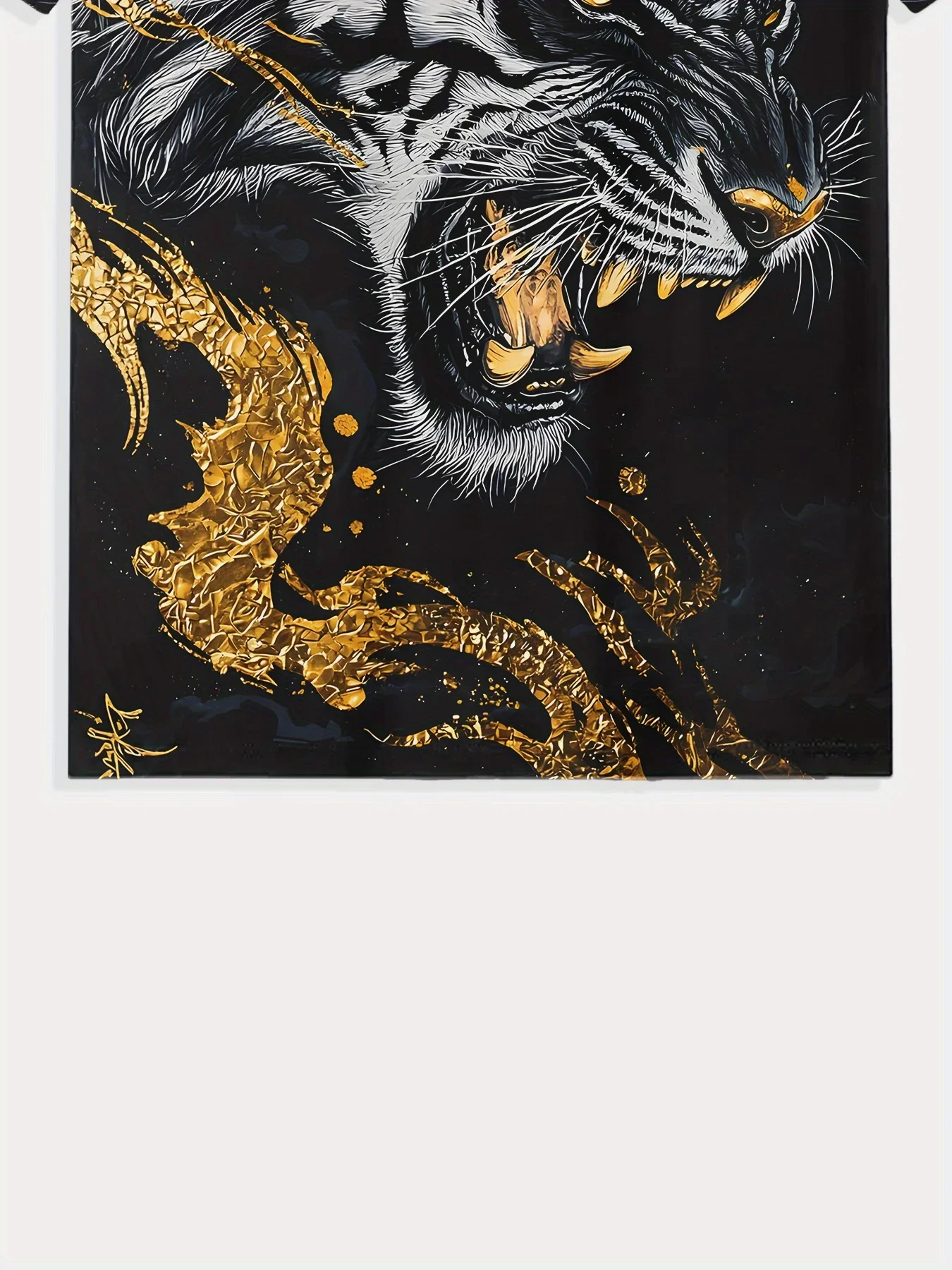 Trendy Men's 3D Golden Tiger Print T‑Shirt Ferocious Animal Graphic Crew Neck Short Sleeve Fashion Streetwear Casual Tee Tops
