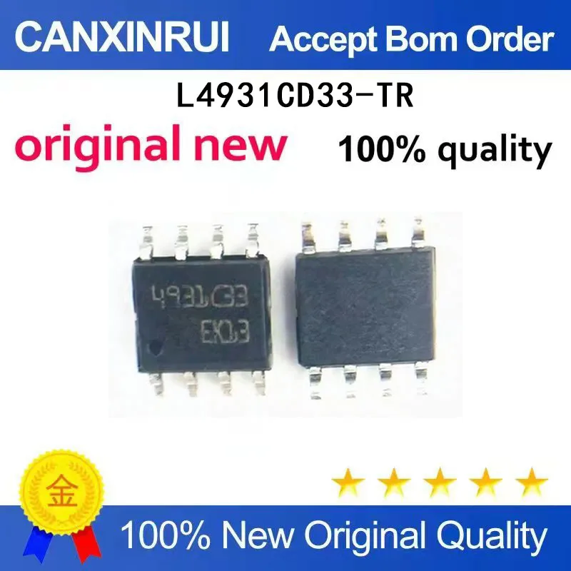 (5-100 Pieces) New L4931CD33-TR Low Voltage Difference Regulator Screen Printing 4931C33 Package SOP-8
