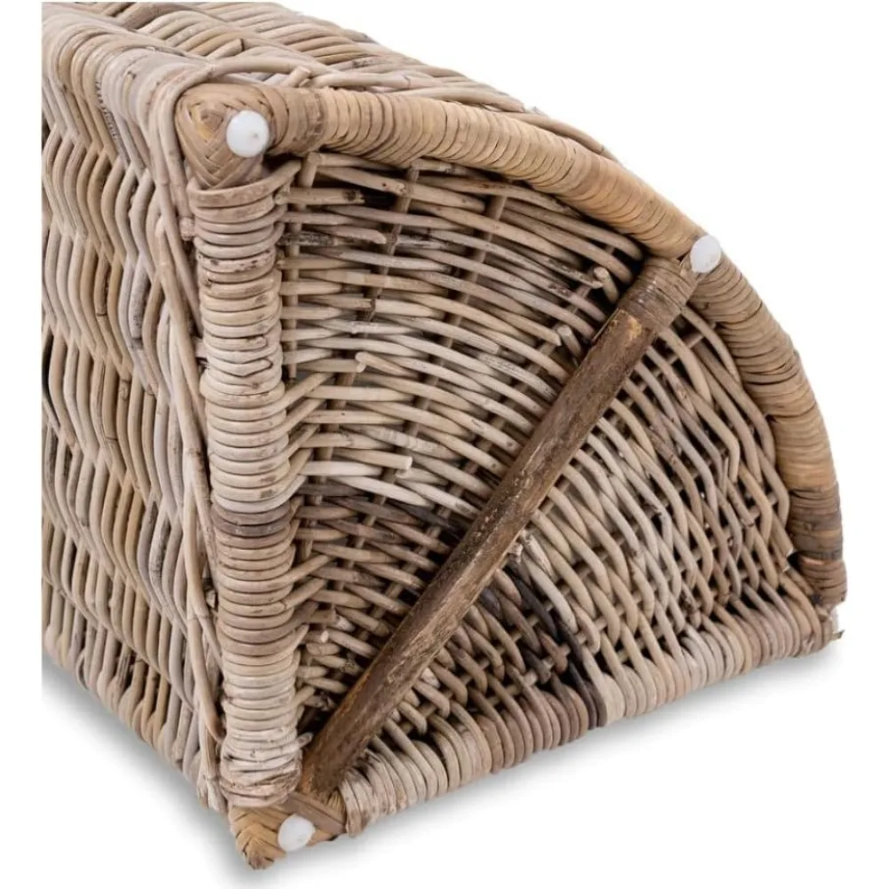 سلة غسيل من الخيزران الرمادي، 15 × 15 × 28 بوصة، سعة كبيرة، تصميم صديق للزوايا، نمط مريح، مثالية للتنظيم المنزلي