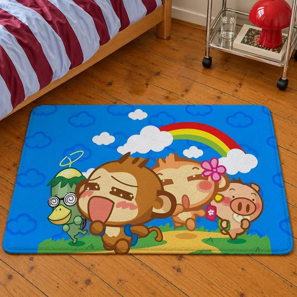 Character YoYoCiCi Monkey Emoticons Floor Mat Soft Flannel Entrance Doormat Non-Slip Washable Rug For Bedroom Kitchen Home Decor