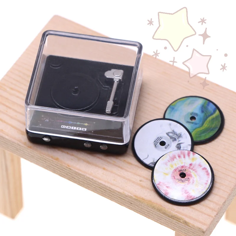 Reproductor de CD en miniatura para casa de muñecas, escala 1:12, sistema de Audio y música estéreo, modelo de decoración para el hogar, accesorios para casa de muñecas de juguete