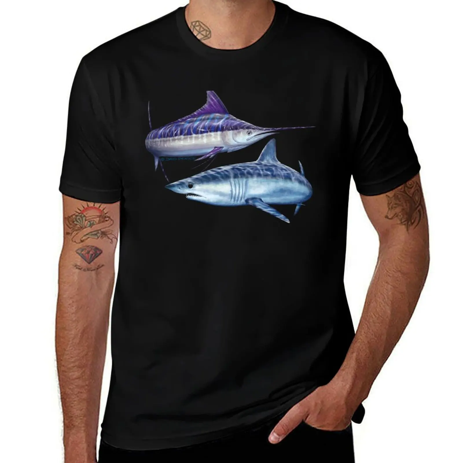 Striped marlin & Mako shark T-Shirt Classic Graphic Short Sleeve Top