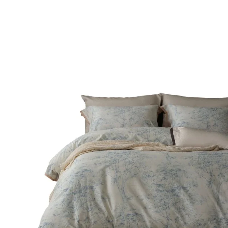 40S long-staple cotton four-piece set Opima cotton flower pastoral bed sheet quilt cover bedding